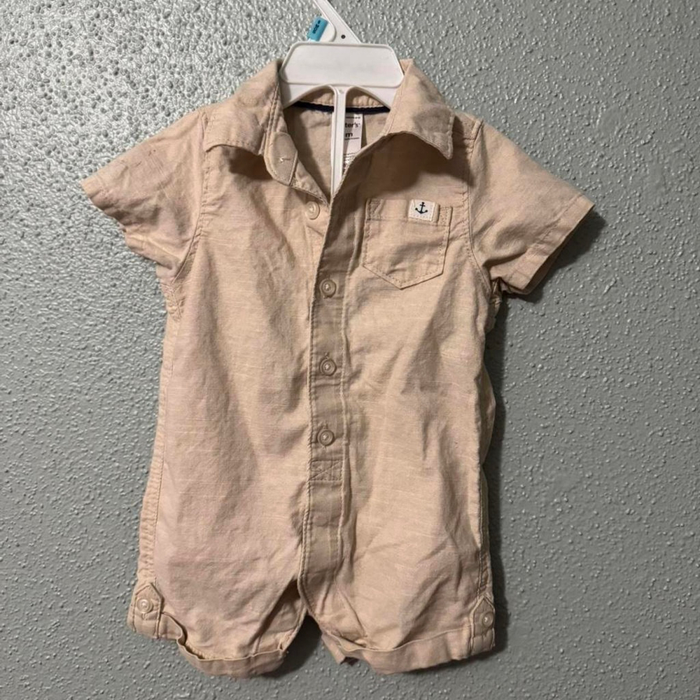 Carters Tan and cream baby romper #babyfashion